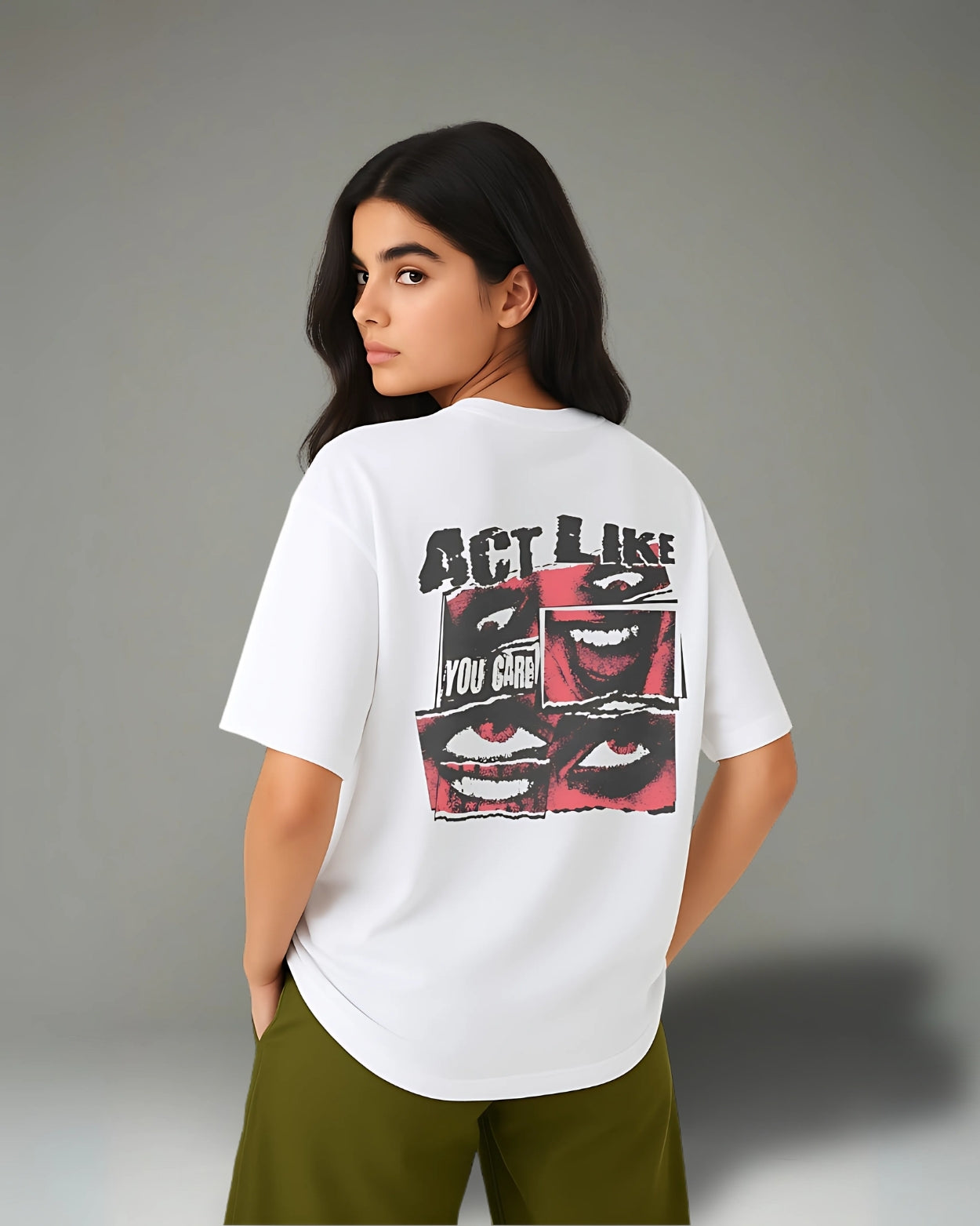 Vizaryx Women’s Oversized Graphic ACT LIKE Streetwear Tee