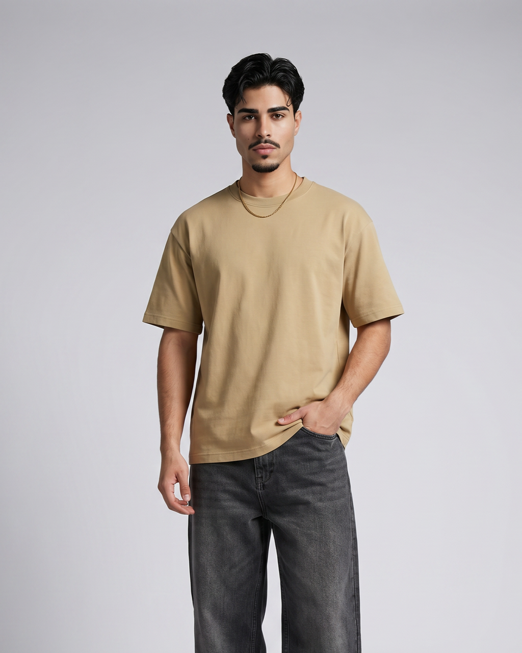 Vizaryx Minimal Oversized Tee – Beige